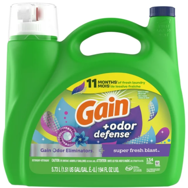 GAIN + Odor defense Detergent 'Super fresh Blast' Flüssigwaschmittel 134 Loads 5730 ml